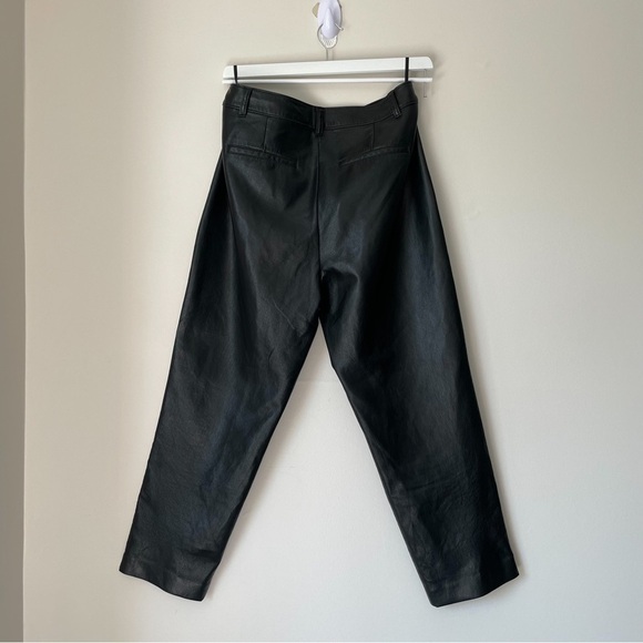 ARITZIA BABATON Command Black Mid Rise Straight Leg Vegan Leather Pants Sz 14 - Picture 4 of 8